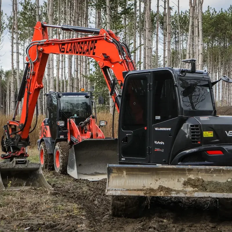 Ottawa based landscape contractor VS Landscape heavy equipment on a jobsite