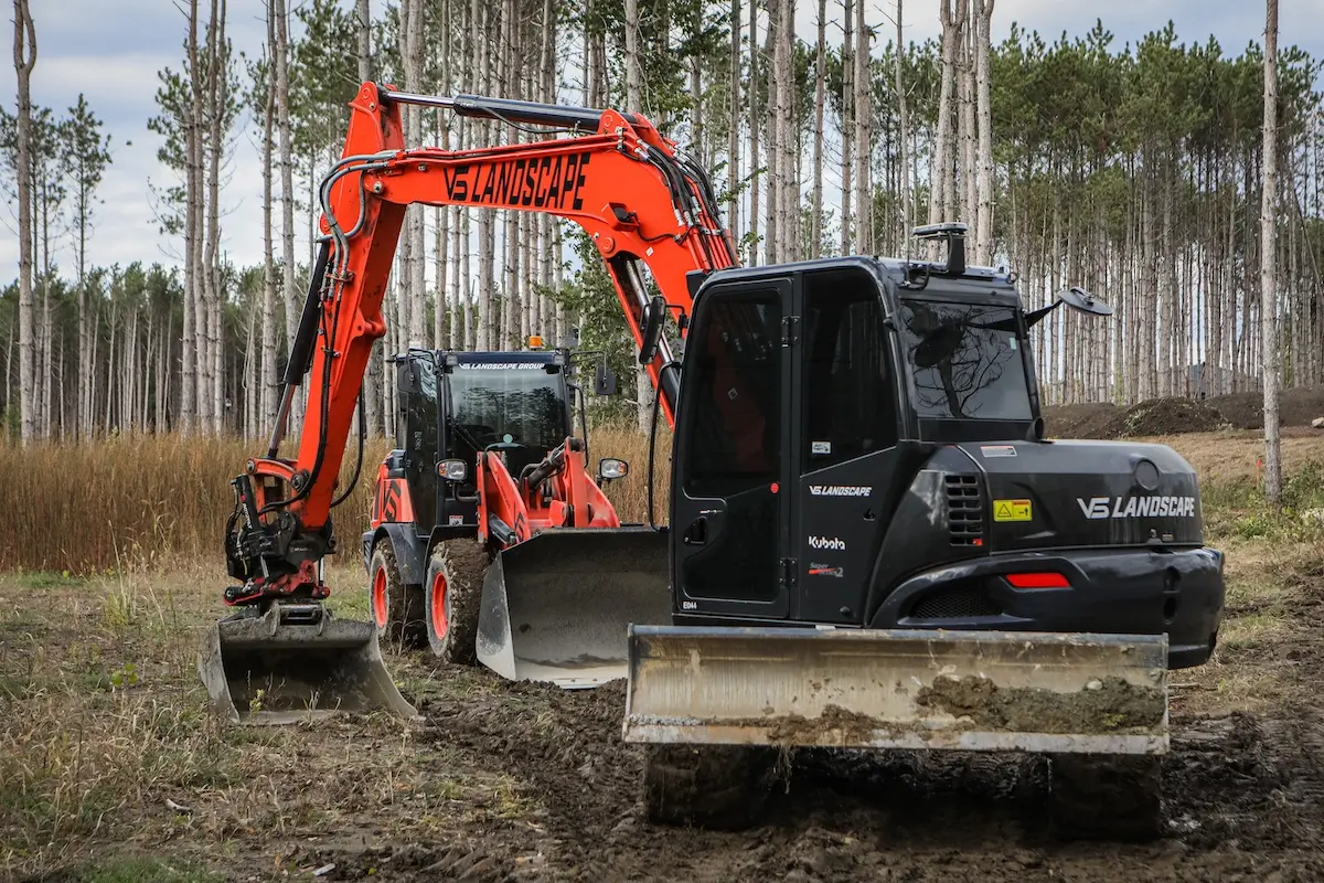 Ottawa based landscape contractor VS Landscape heavy equipment on a jobsite